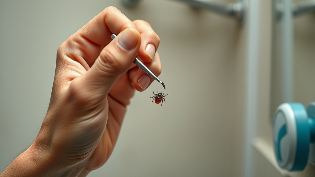 Careful tick removal with tweezers to prevent tick-borne illnesses in Sussex County