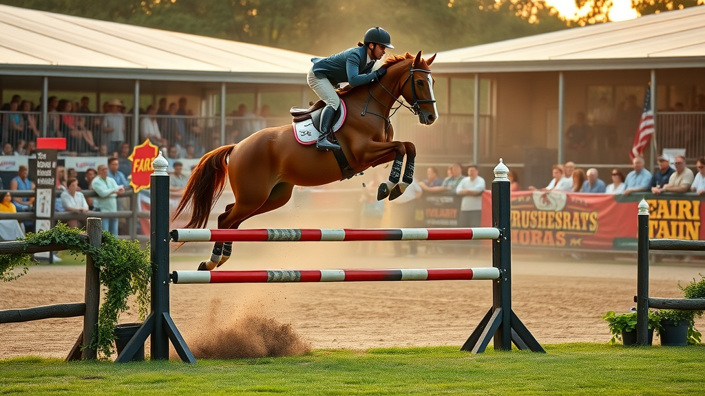 Sussex County Farm and Horse Show horse jumping competition at fairgrounds arena