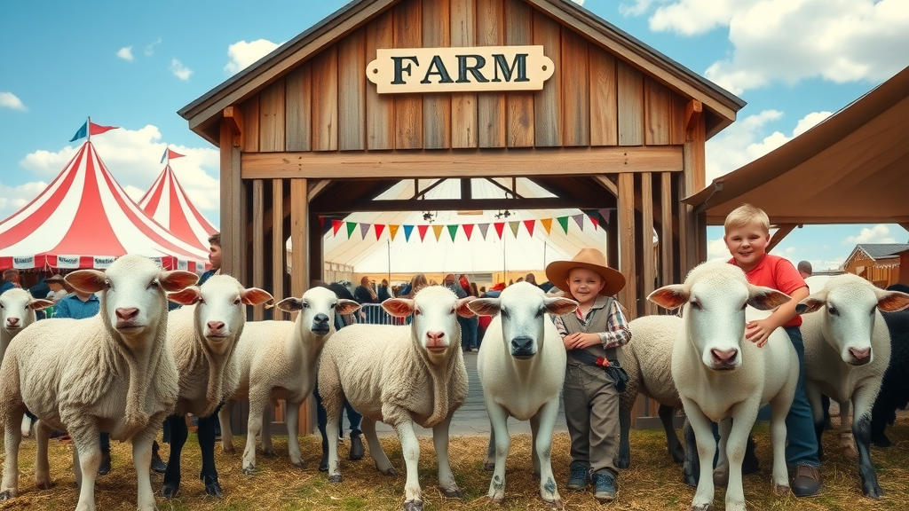 Sussex County Farm and Horse Show farm kids with animals at New Jersey state fair barn