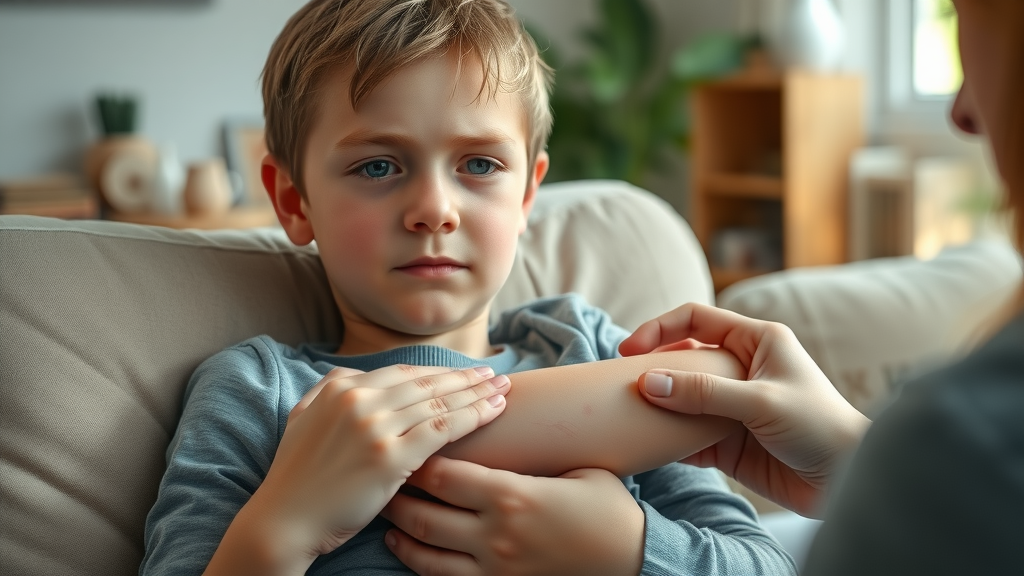 Teen showing bullseye rash from Lyme disease on arm after tick bite