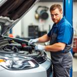 Skilled auto repair technician working on a car engine.
