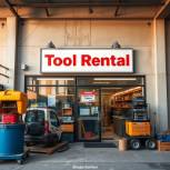 Tool Rental company showcasing a variety of equipment for hire.