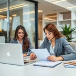 Professional accountants and CPAs collaborating in a modern office setting for taxes.